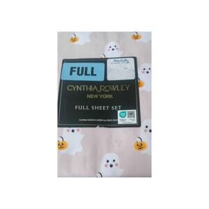 Cynthia Rowley FULL size bed sheets pink with Ghost w pumpkins  halloween